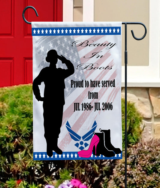 Military Woman With Glam Garden Flag