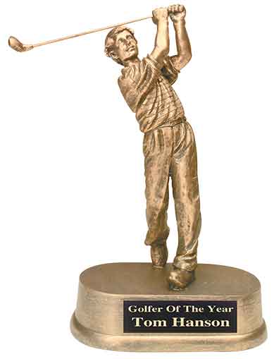 8 3/4" Antique Gold Male Golf Resin Trophy