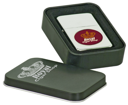 Chrome Lighter with 1" Insert Area in Black Tin