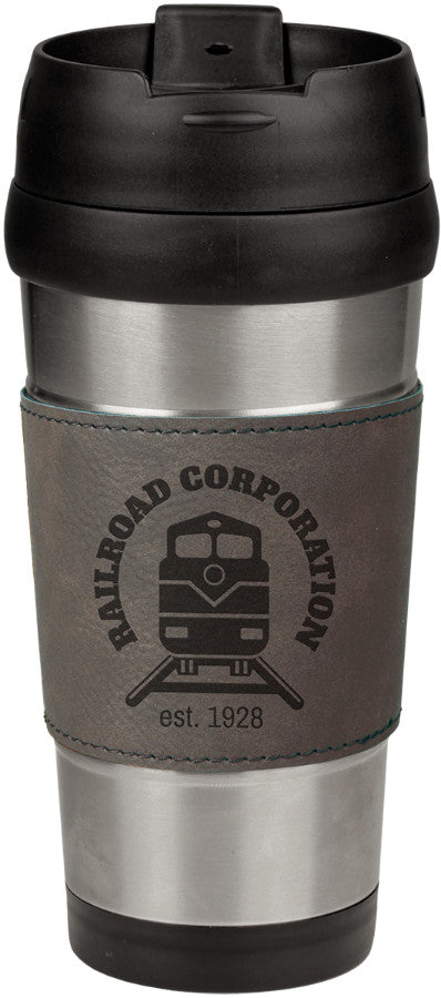 Leatherette Stainless Steel Travel Mug