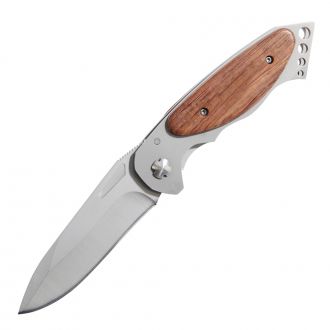 Stainless Steel Locking Pocket Knife w/Wood Handle 4.625" L