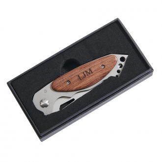 Stainless Steel Locking Pocket Knife w/Wood Handle 4.625" L