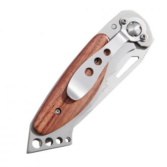 Stainless Steel Locking Pocket Knife w/Wood Handle 4.625" L