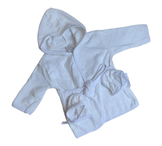 White Baby Bath Robe Set