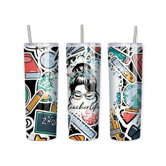 Teacher Life Skinny Tumbler