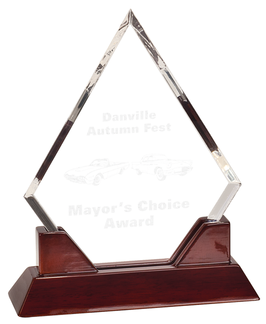 Acrylic Rosewood Accented Diamond Award