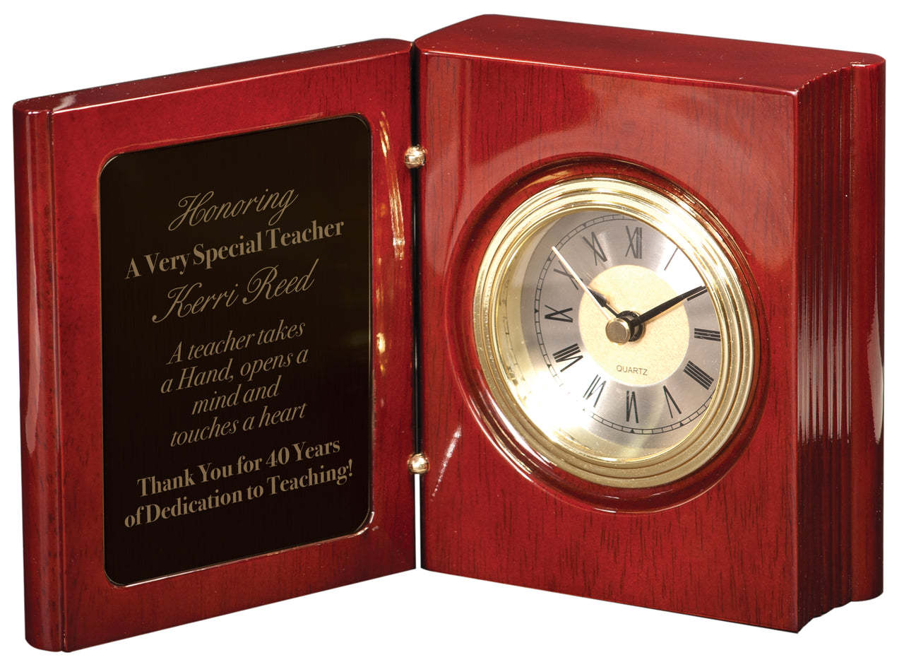 Rosewood Piano Finish Book Clock