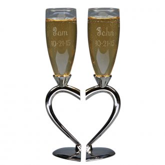 Heart Shaped Toasting Goblets 10"