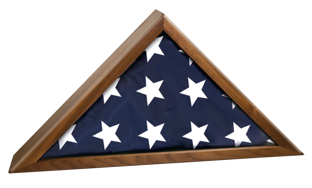 Walnut Piano Finish Flag Display Case